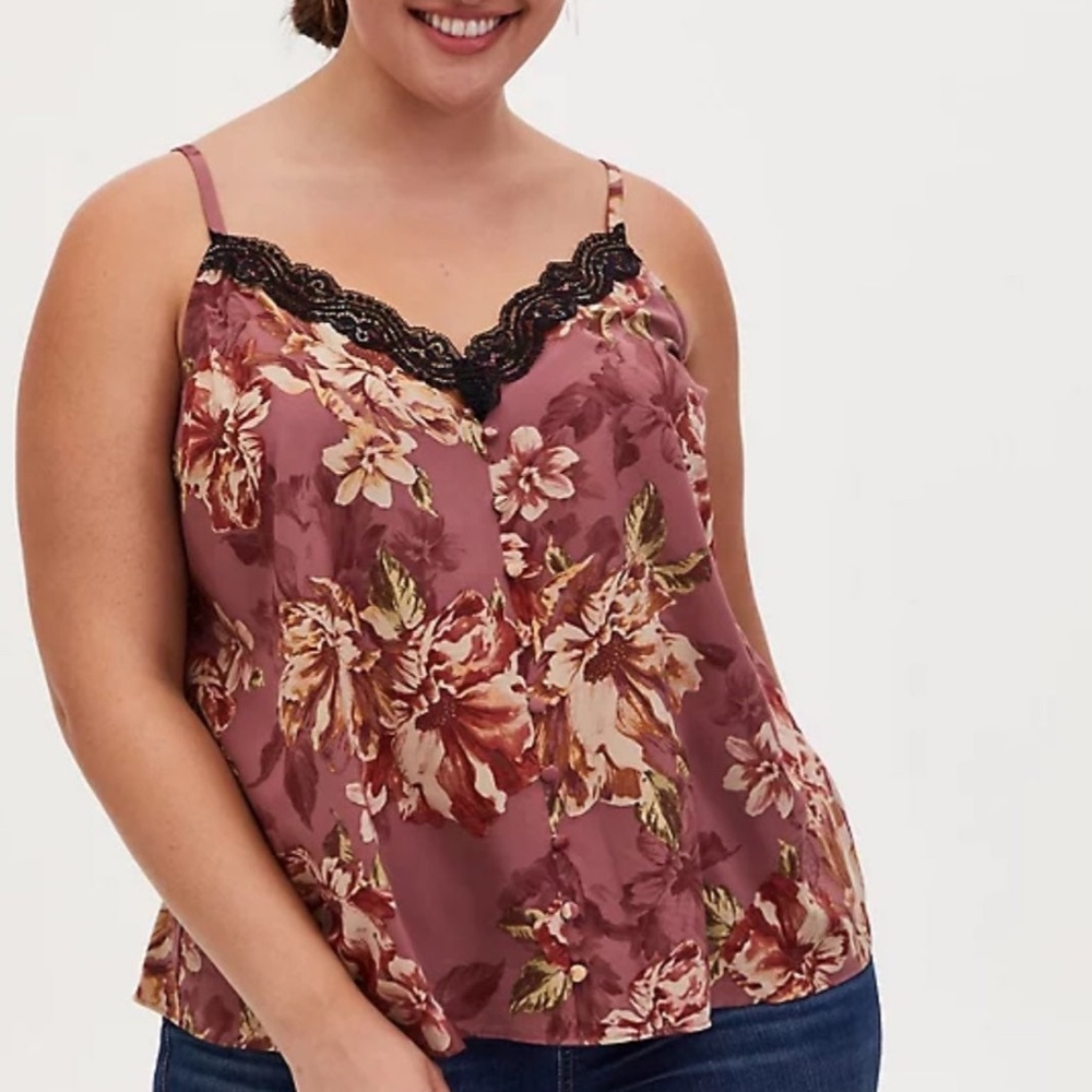 Torrid Floral Lace Button Cami